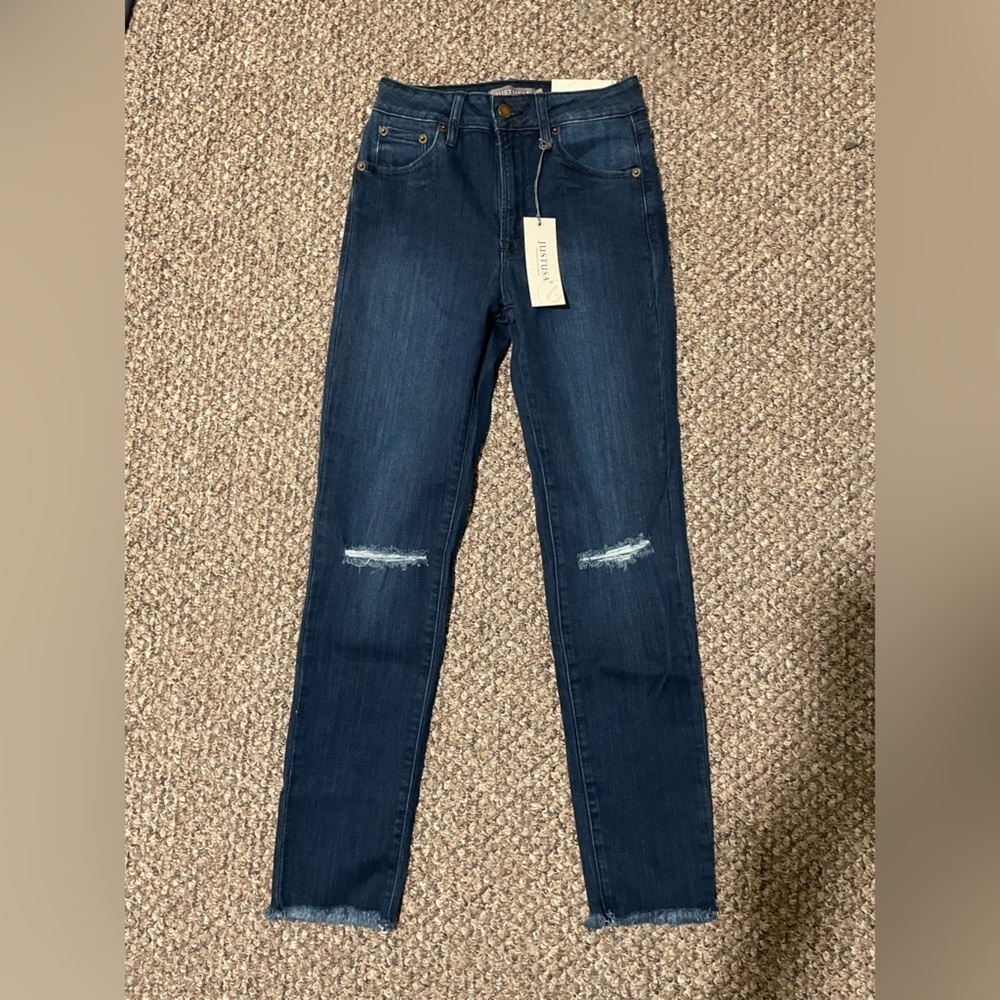 NWT Just USA Dark Blue Distressed Women Jeans